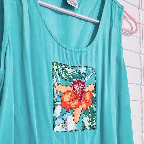 Paradiso Teal Beaded Crop Top - Picture 7 of 7